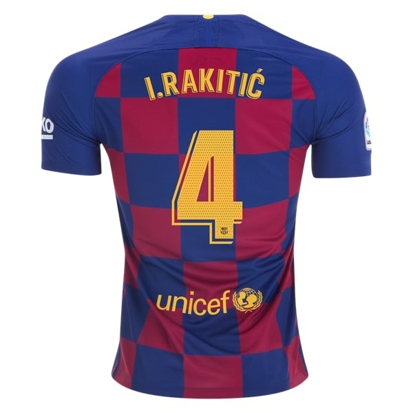 Trikot Barcelona NO.4 I.Rakitic Heim 2019-20 Blau Rote Fussballtrikots Günstig